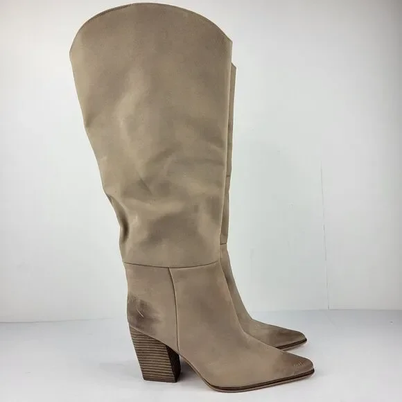 STEVE MADDEN CROFT TAN Women's LEATHER KNEE HIGH BOOTS SIZE 9.5W - Picture 9 of 16